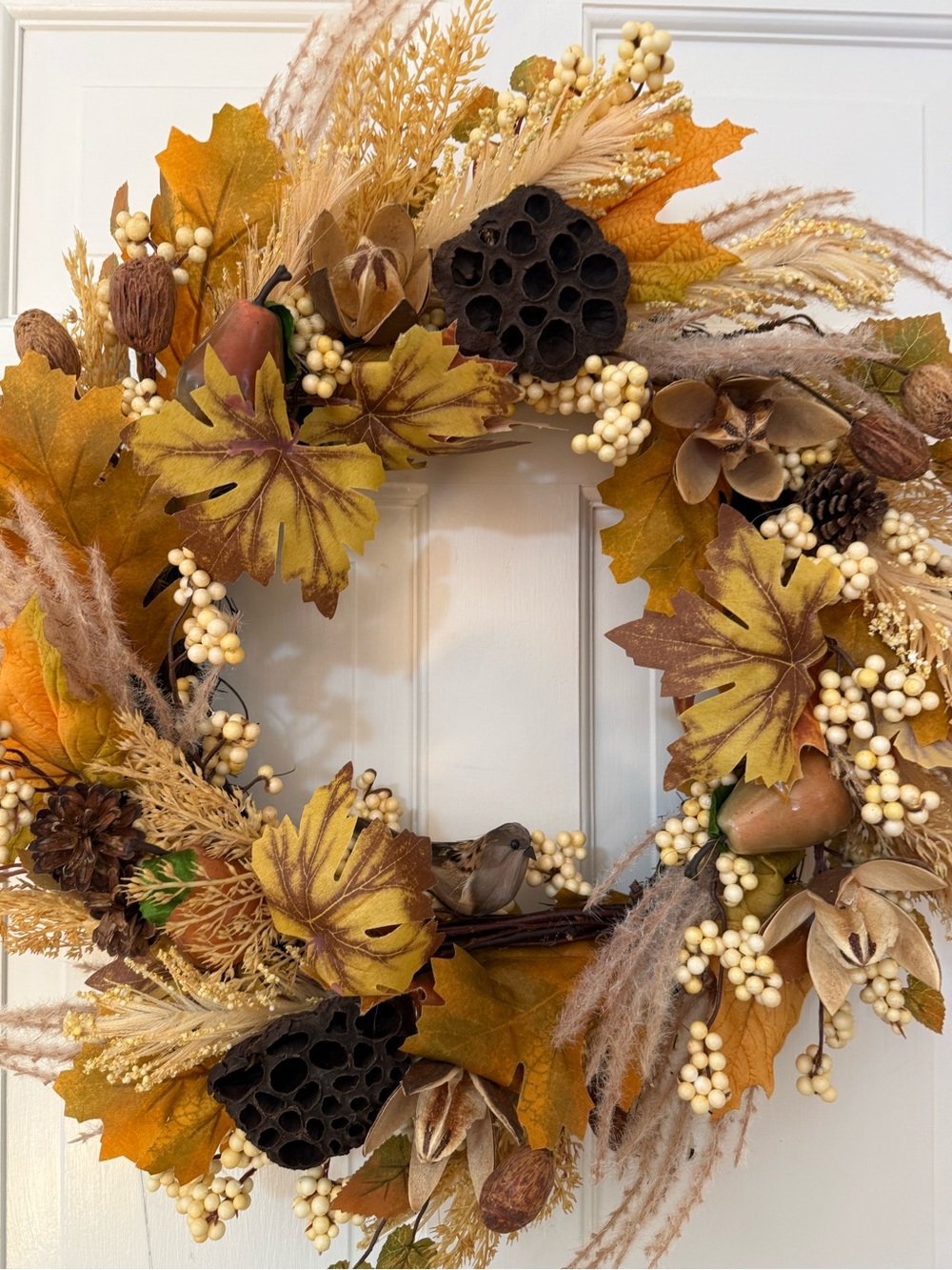 Autumn Meadow Fall Wreath — Yellow, Brown & Cream